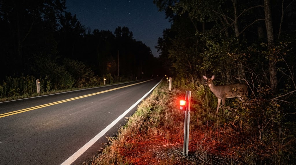 Animal promixity to road warning lights.